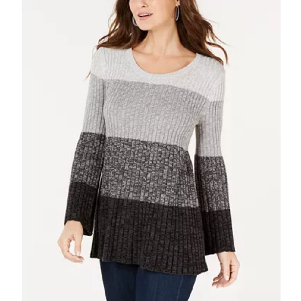 Style & Co Petite Colorblocked Sweater Tunic